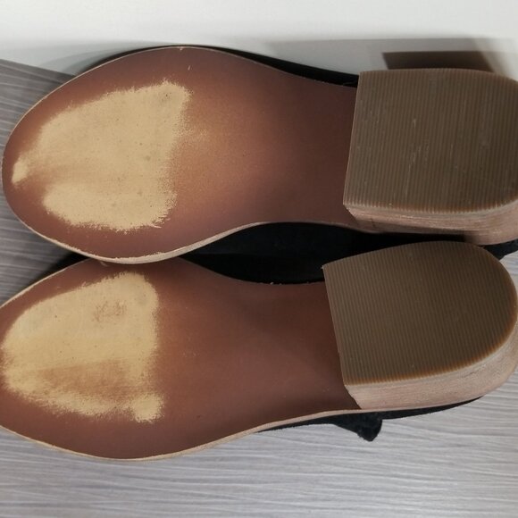 BP. Perforated Cutout Ankle Booties with Block Heel, Black Suede, Womens Size 5M - Picture 11 of 12